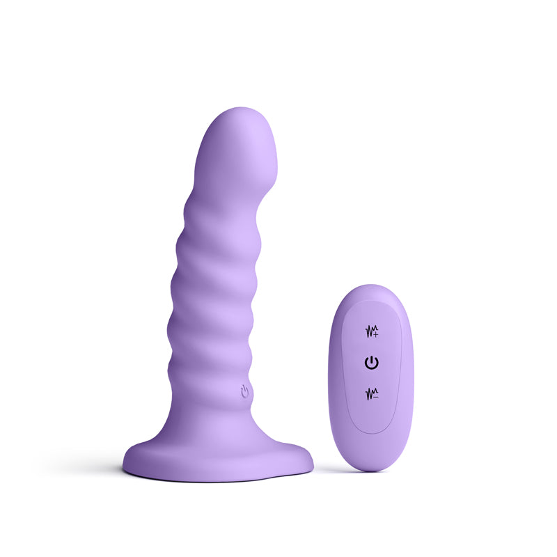 Colours Ribbed - 5'' Vibrating Dildo - Purple - Purple 14.5 cm Vibrating Dildo with Wireless Remote