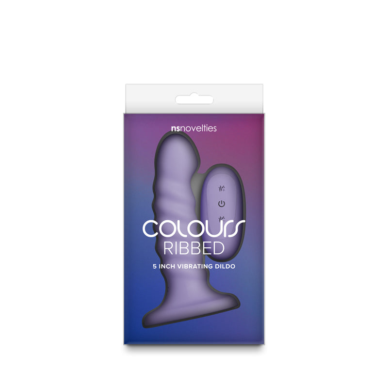 Colours Ribbed - 5'' Vibrating Dildo - Purple - Purple 14.5 cm Vibrating Dildo with Wireless Remote