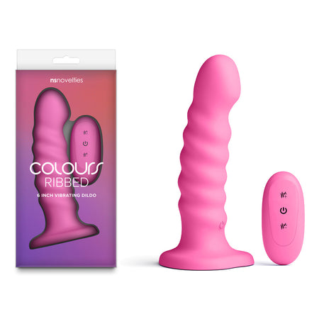 Colours Ribbed - 6'' Vibrating Dildo - Pink - Pink 16.5 cm Vibrating Dildo with Wireless Remote buy online Australia