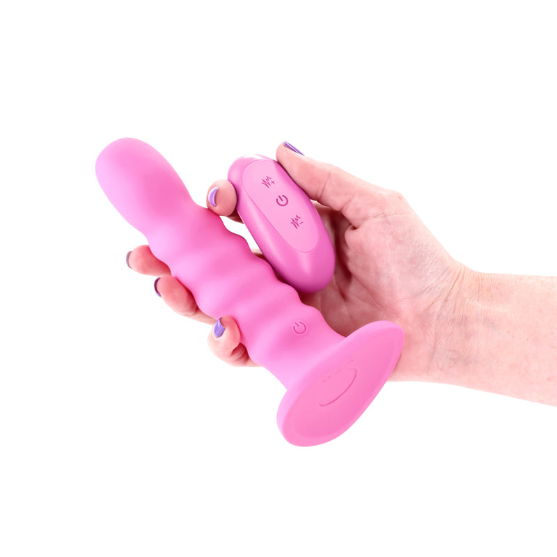 Colours Ribbed - 6'' Vibrating Dildo - Pink - Pink 16.5 cm Vibrating Dildo with Wireless Remote