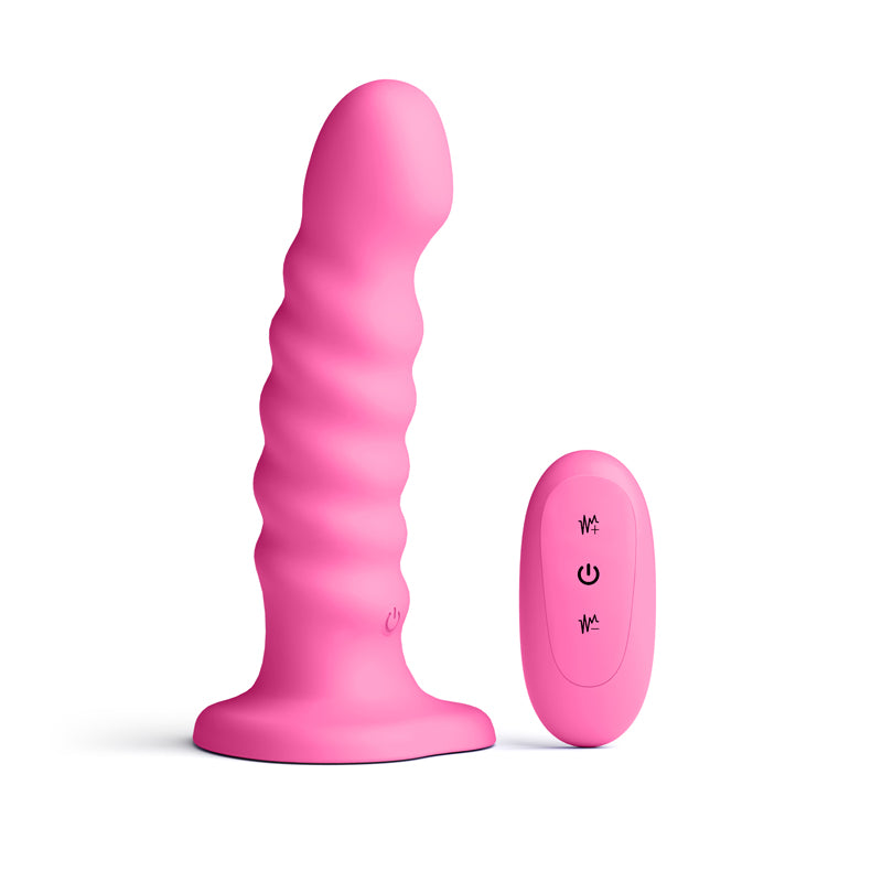 Colours Ribbed - 6'' Vibrating Dildo - Pink - Pink 16.5 cm Vibrating Dildo with Wireless Remote