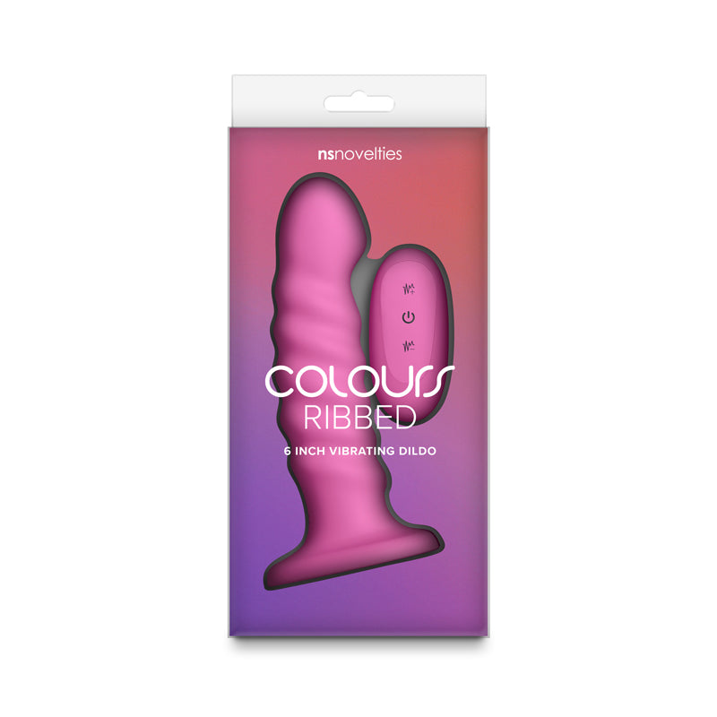 Colours Ribbed - 6'' Vibrating Dildo - Pink - Pink 16.5 cm Vibrating Dildo with Wireless Remote