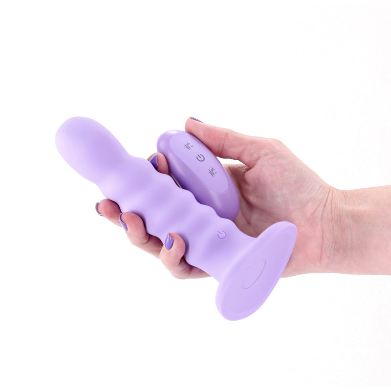 Colours Ribbed - 6'' Vibrating Dildo - Purple - Purple 16.5 cm Vibrating Dildo with Wireless Remote