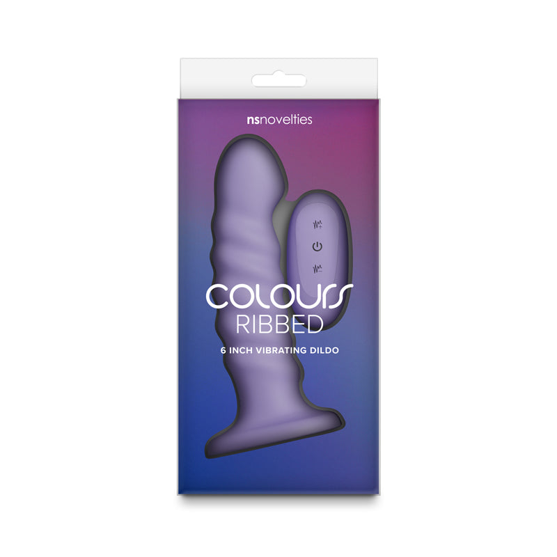 Colours Ribbed - 6'' Vibrating Dildo - Purple - Purple 16.5 cm Vibrating Dildo with Wireless Remote