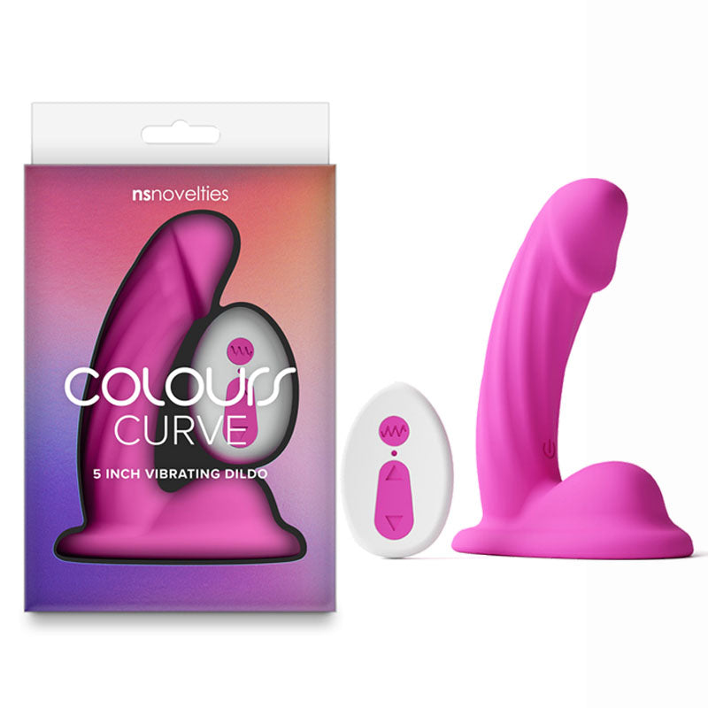 Colours Curve - Vibrating 5'' Dildo - Pink - Pink 12.6 cm Vibrating Dildo with Wireless Remote buy online Australia