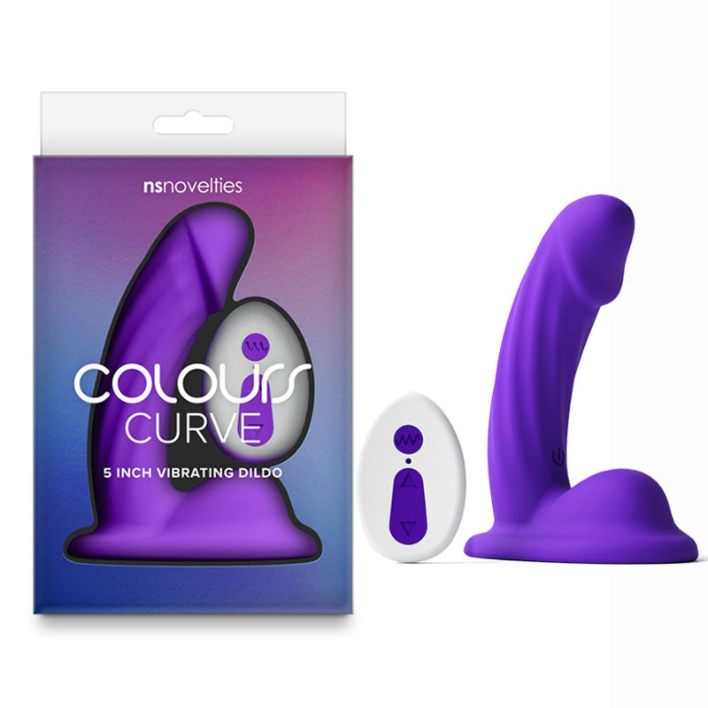 Colours Curve - Vibrating 5'' Dildo - Purple - Purple 12.6 cm Vibrating Dildo with Wireless Remote buy online Australia