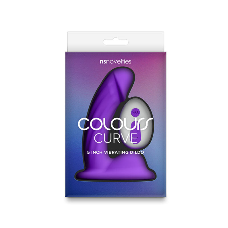 Colours Curve - Vibrating 5'' Dildo - Purple - Purple 12.6 cm Vibrating Dildo with Wireless Remote