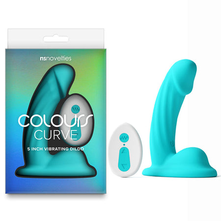 Colours Curve - Vibrating 5'' Dildo - Teal - Teal 12.6 cm Vibrating Dildo with Wireless Remote buy online Australia