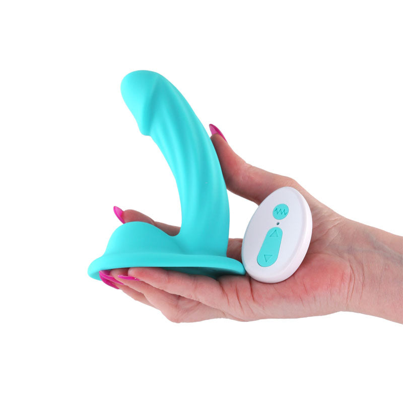 Colours Curve - Vibrating 5'' Dildo - Teal - Teal 12.6 cm Vibrating Dildo with Wireless Remote