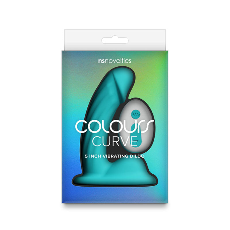 Colours Curve - Vibrating 5'' Dildo - Teal - Teal 12.6 cm Vibrating Dildo with Wireless Remote
