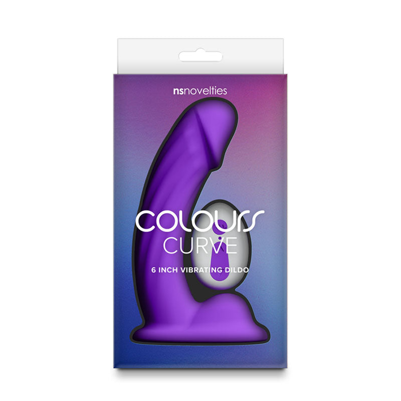 Colours Curve - Vibrating 6'' Dildo - Purple - Purple 16.4 cm Vibrating Dildo with Wireless Remote