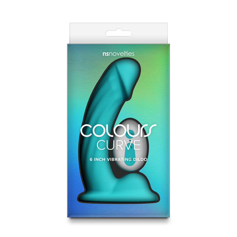 Colours Curve - Vibrating 6'' Dildo - Teal - Teal 16.4 cm Vibrating Dildo with Wireless Remote