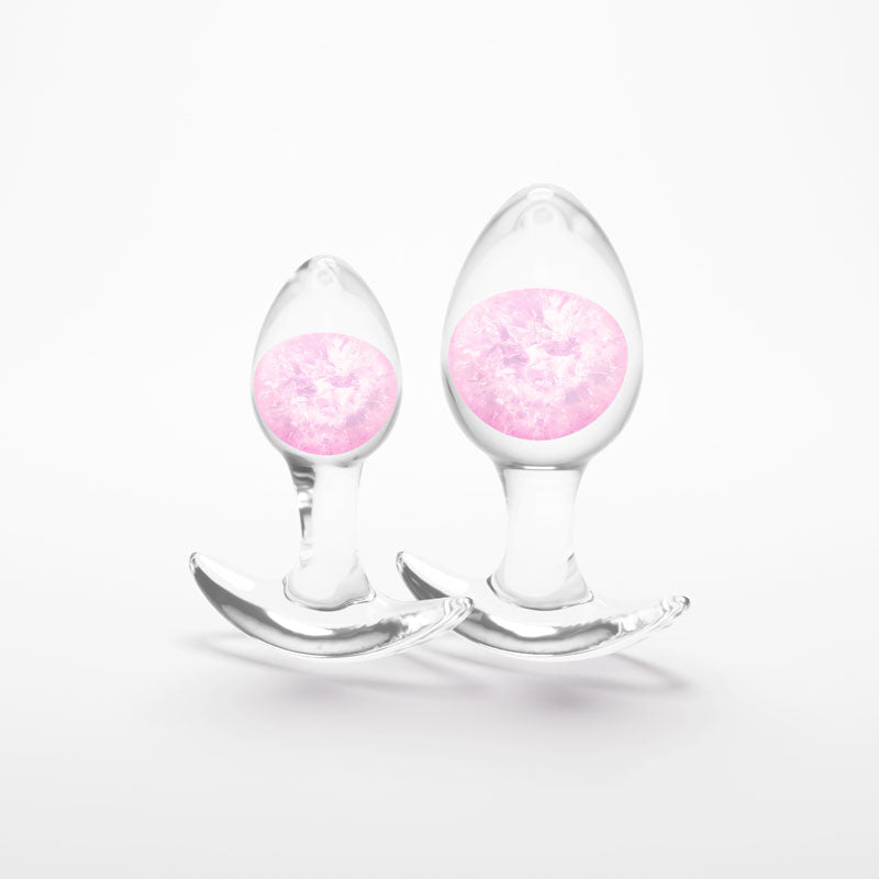 Glams Cosmic 2pc Kit - Pink - Clear/Pink Butt Plugs - Set of 2 Sizes