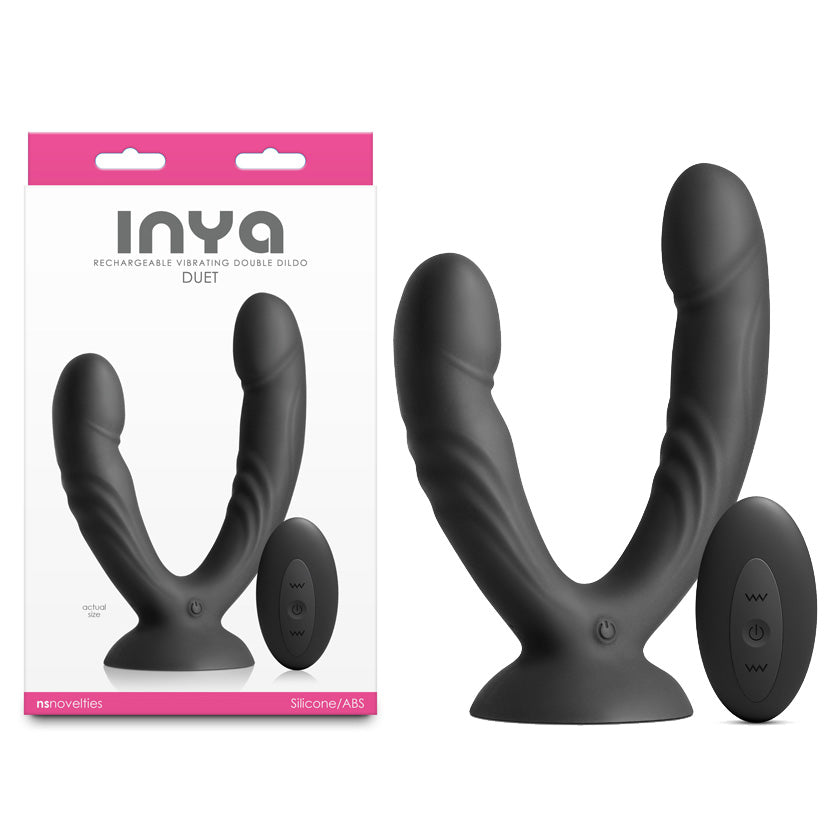 INYA Duet - Black - Black Vibrating Double Dildo with Wireless Remote buy online Australia