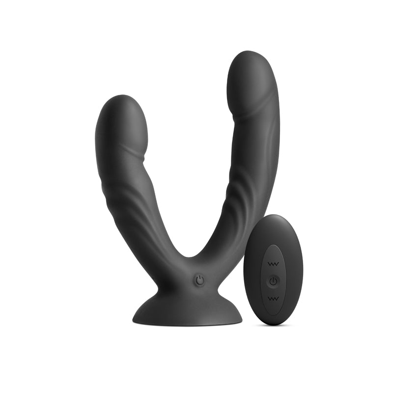 INYA Duet - Black - Black Vibrating Double Dildo with Wireless Remote