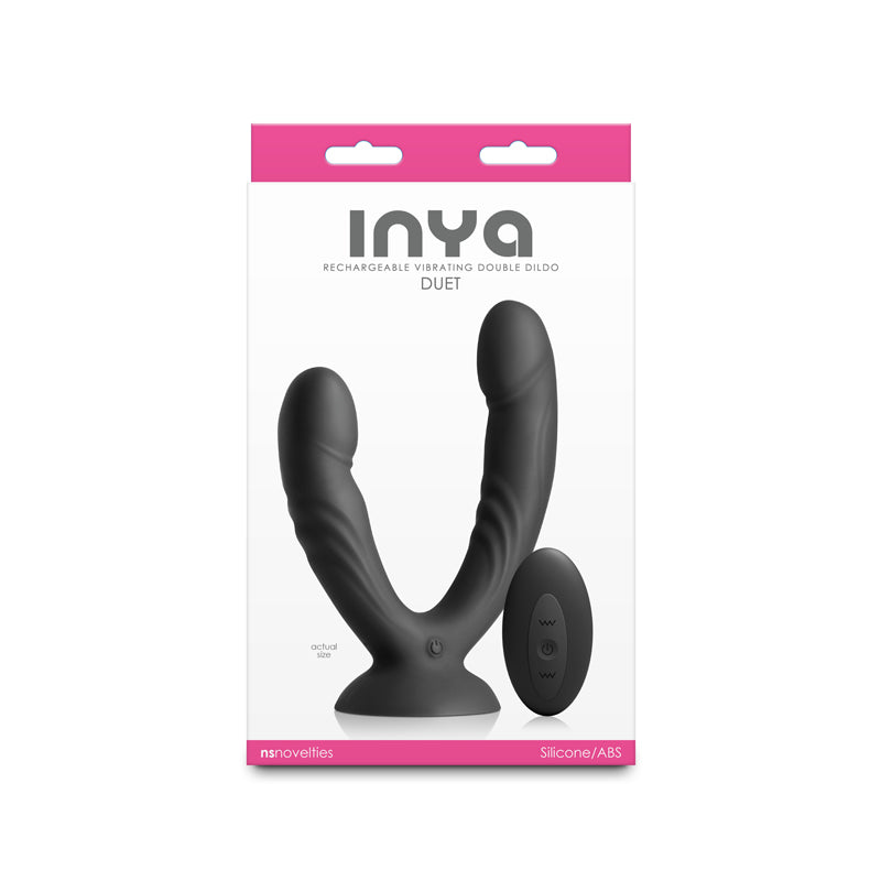 INYA Duet - Black - Black Vibrating Double Dildo with Wireless Remote