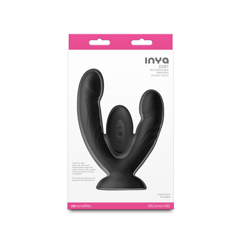 INYA Duet - Black - Black Vibrating Double Dildo with Wireless Remote
