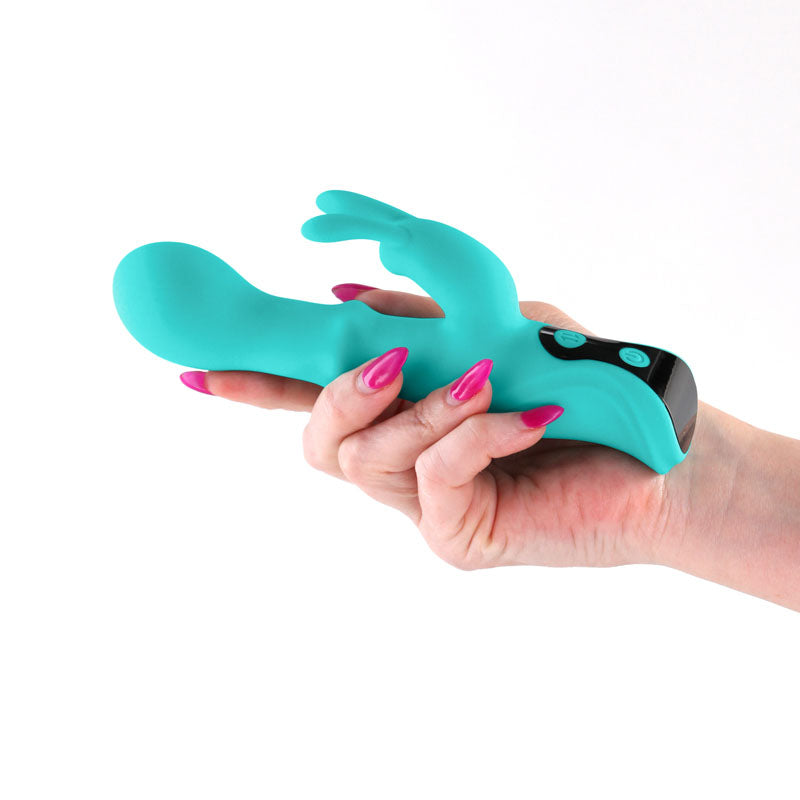 INYA Cyberluxe - Aqua - Aqua 18 cm Rabbit Vibrator with Sliding Ring Shaft