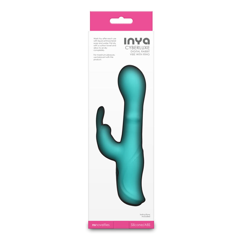 INYA Cyberluxe - Aqua - Aqua 18 cm Rabbit Vibrator with Sliding Ring Shaft