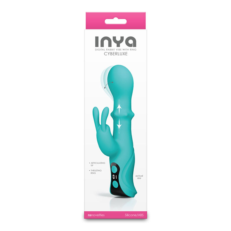 INYA Cyberluxe - Aqua - Aqua 18 cm Rabbit Vibrator with Sliding Ring Shaft