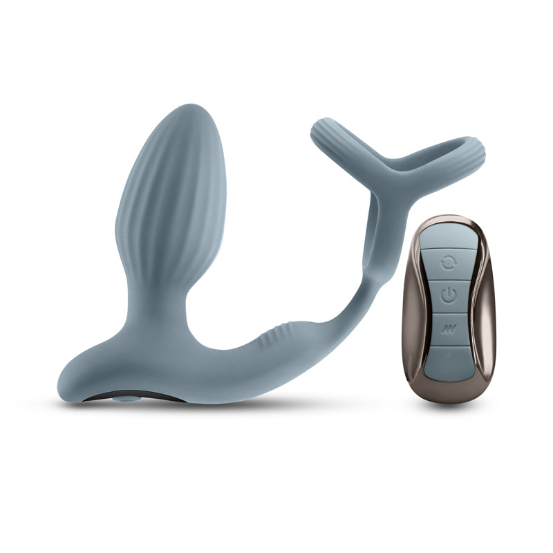 Renegade Pinnacle - Grey - Grey Vibrating Butt Plug with Cock Ring
