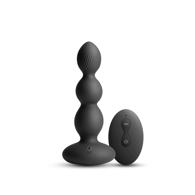 Renegade Valor - Black - Black 13.7 cm Vibrating Anal Beads with Wireless Remote