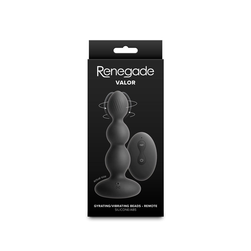 Renegade Valor - Black - Black 13.7 cm Vibrating Anal Beads with Wireless Remote