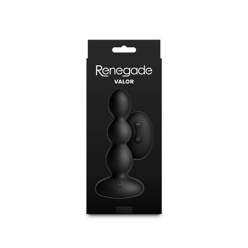 Renegade Valor - Black - Black 13.7 cm Vibrating Anal Beads with Wireless Remote