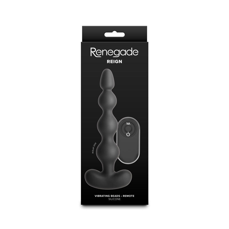 Renegade Reign - Black - Black 17.9 cm Vibrating Anal Beads with Wireless Remote