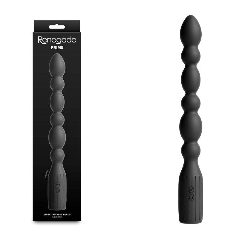 Renegade Prime - Black - Black 28.8 cm Vibrating Anal Beads buy online Australia