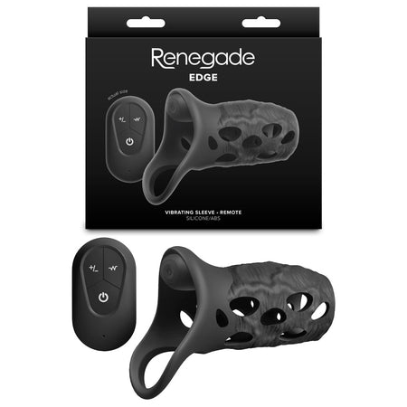 Renegade Edge - Black - Black Vibrating Penis Sleeve with Wireless Remote buy online Australia