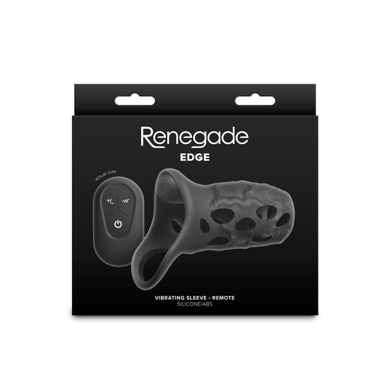Renegade Edge - Black - Black Vibrating Penis Sleeve with Wireless Remote