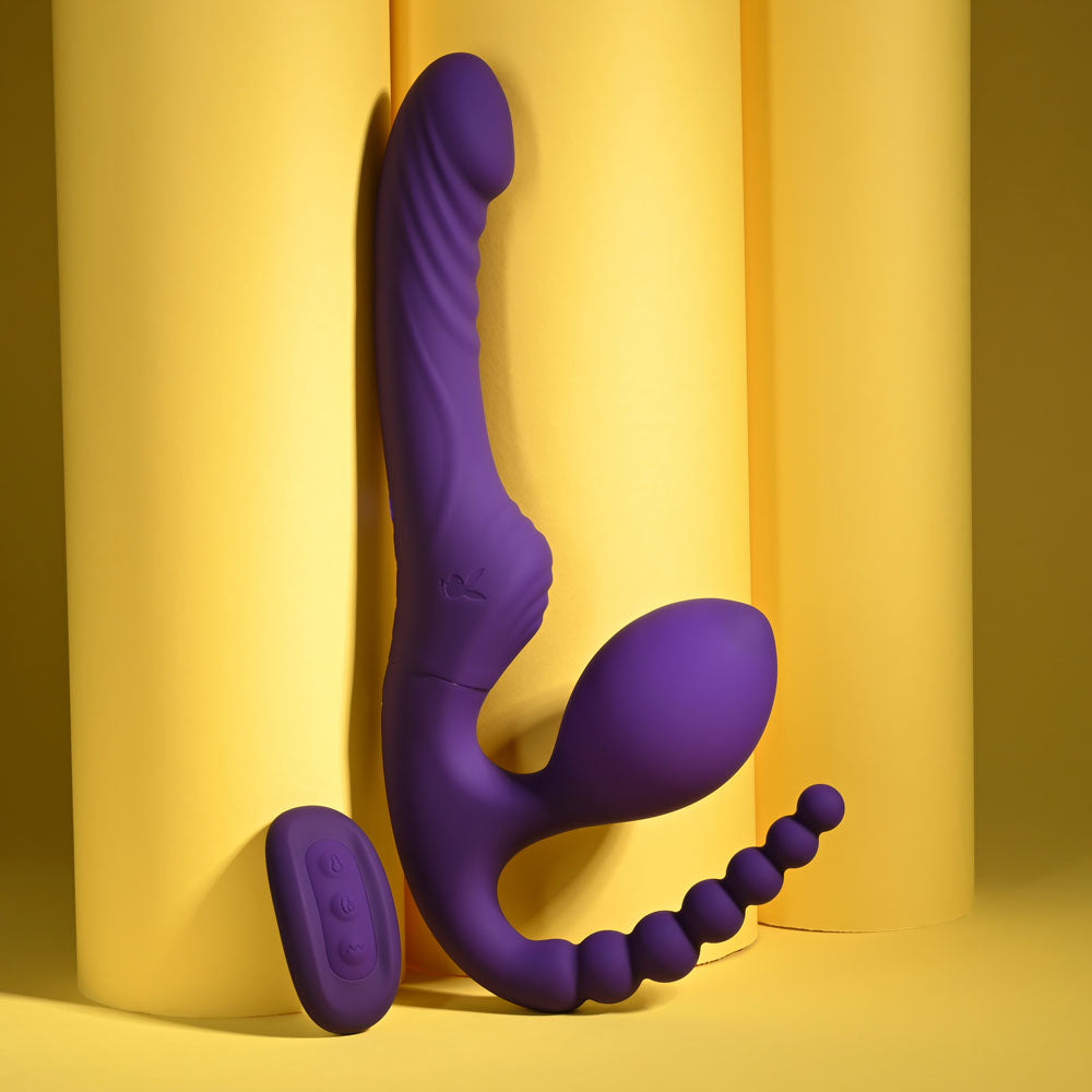 Playboy Pleasure HUG IT OUT - Purple 29 cm USB Rechargeable Strapless Strap-On — view 6