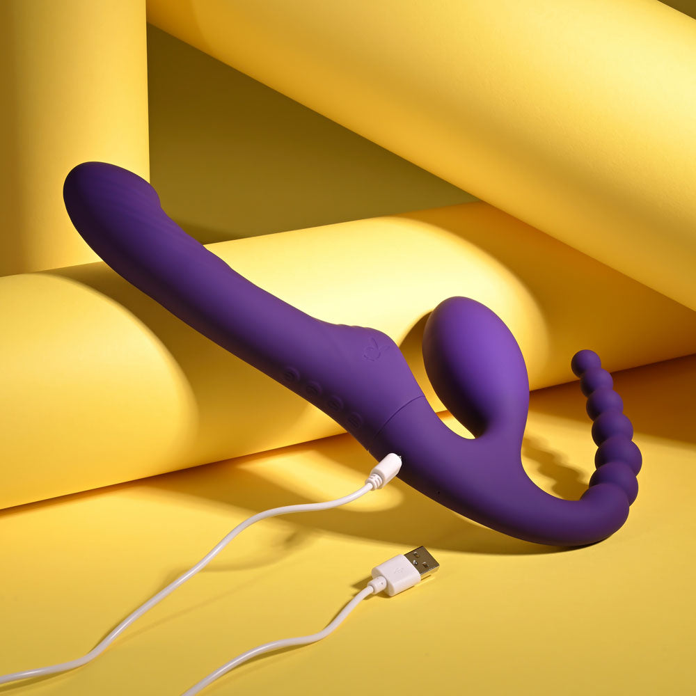 Playboy Pleasure HUG IT OUT - Purple 29 cm USB Rechargeable Strapless Strap-On — view 8