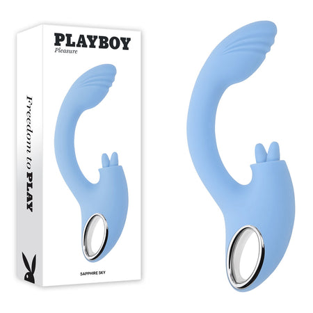 Playboy Pleasure SAPPHIRE SKY - Blue 21.6 cm Vibrator with Double Tongue Stimulator buy online Australia