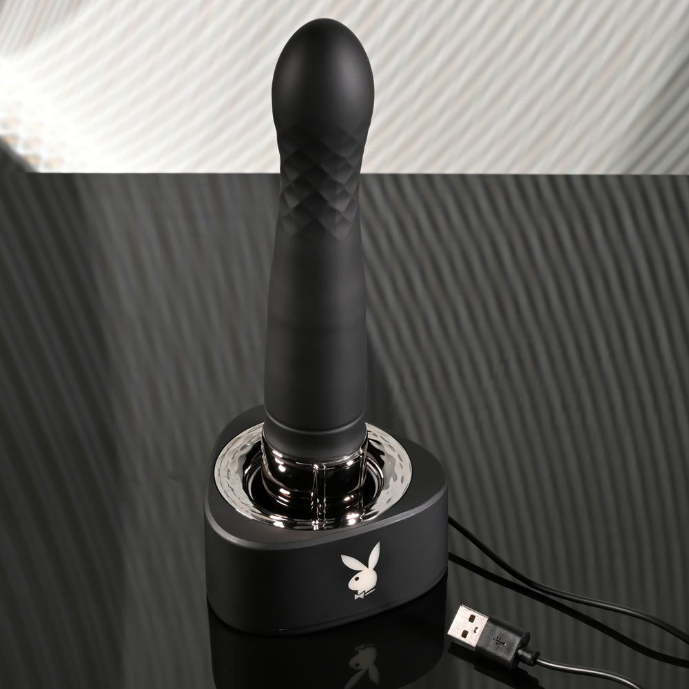 Playboy Pleasure PLEASURE ZONE - Black 21.4 cm Rechargeable Vibrator with USB Charging Dock — view 9