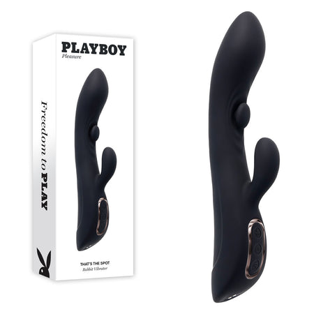 Playboy Pleasure THATS THE SPOT - Black 23.3 cm Rabbit Vibrator with G-Spot Tapper buy online Australia
