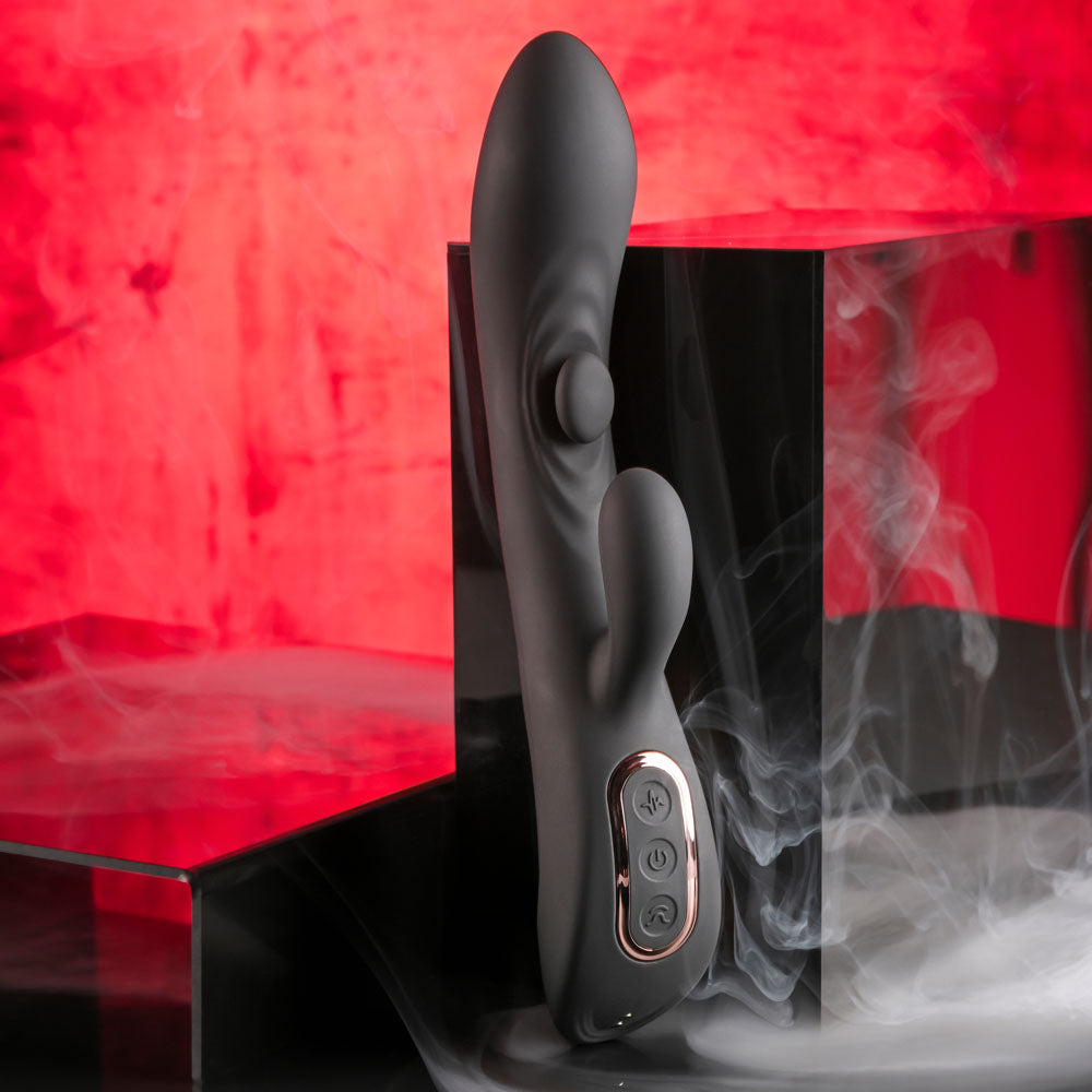Playboy Pleasure THATS THE SPOT - Black 23.3 cm Rabbit Vibrator with G-Spot Tapper