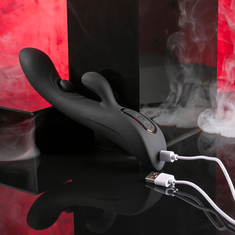Playboy Pleasure THATS THE SPOT - Black 23.3 cm USB Rechargeable Rabbit Vibrator with G-Spot Tapper — view 9