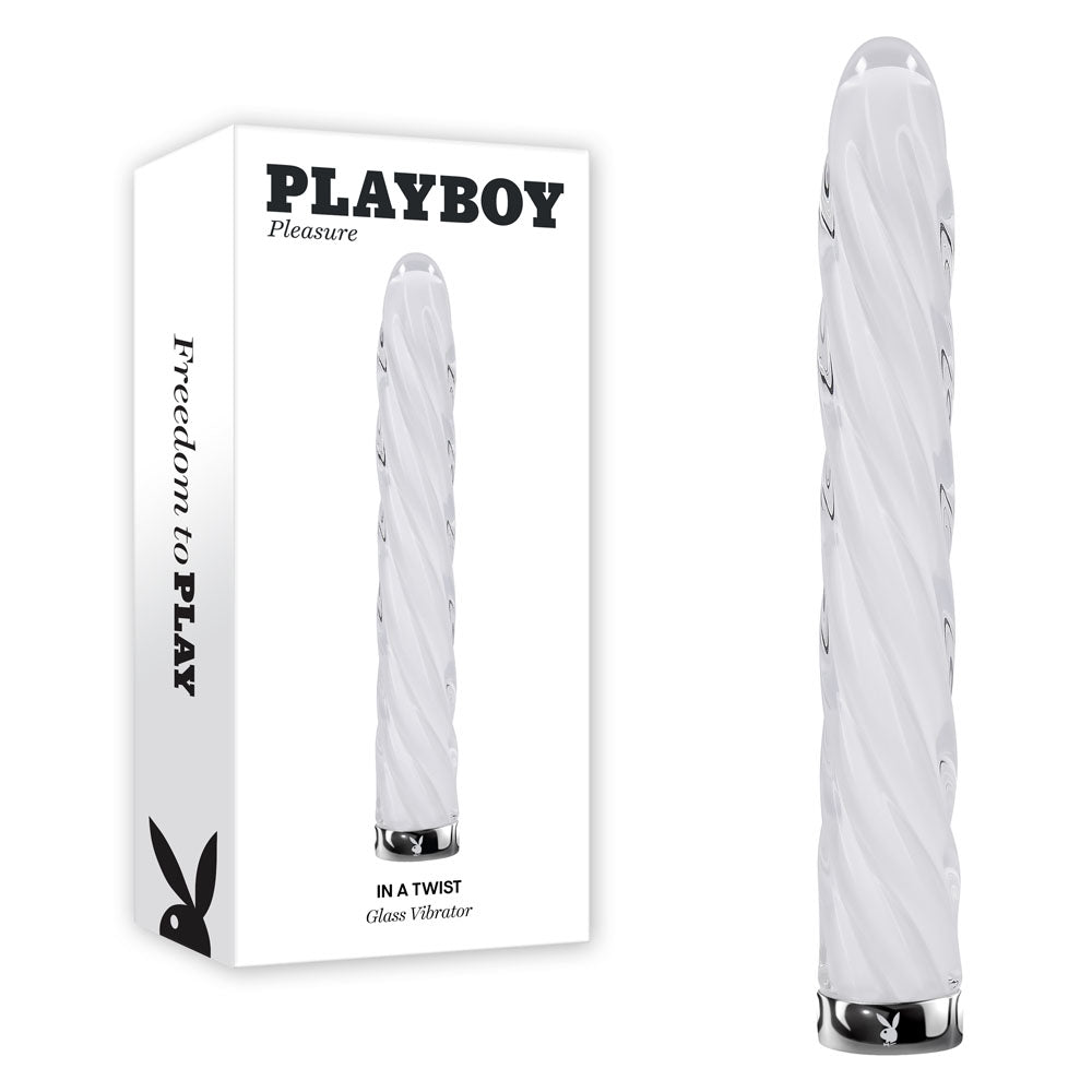 Playboy Pleasure IN A TWIST - White Glass 17.5 cm Vibrator buy online Australia