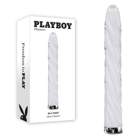 Playboy Pleasure IN A TWIST - White Glass 17.5 cm Vibrator buy online Australia
