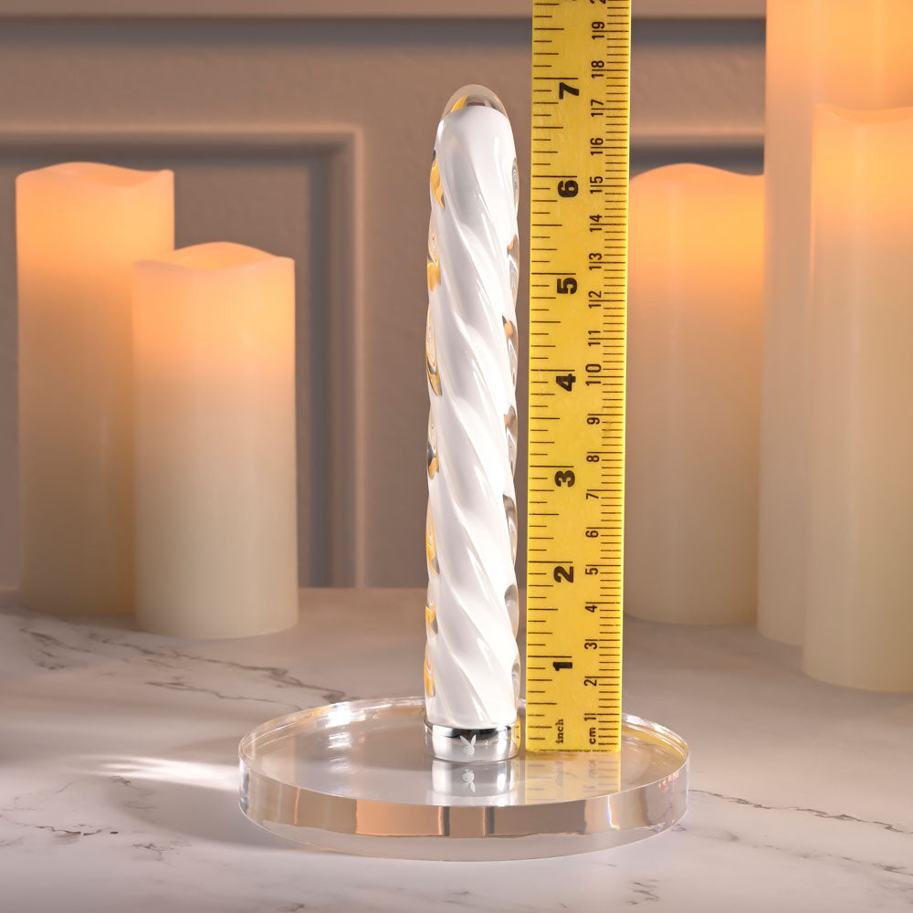 Playboy Pleasure IN A TWIST - White Glass 17.5 cm USB Rechargeable Vibrator — view 7