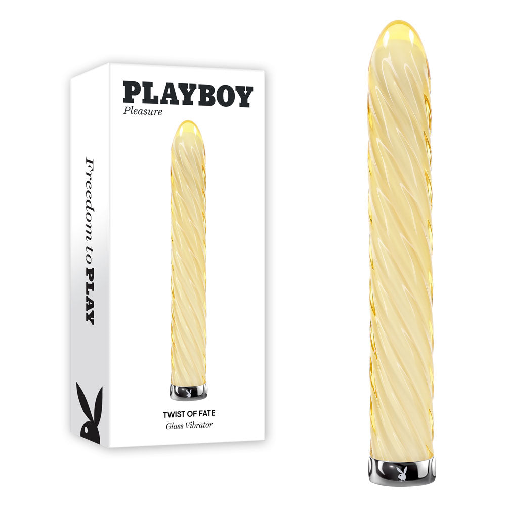 Playboy Pleasure TWIST OF FATE - Yellow Glass 17.5 cm Vibrator buy online Australia