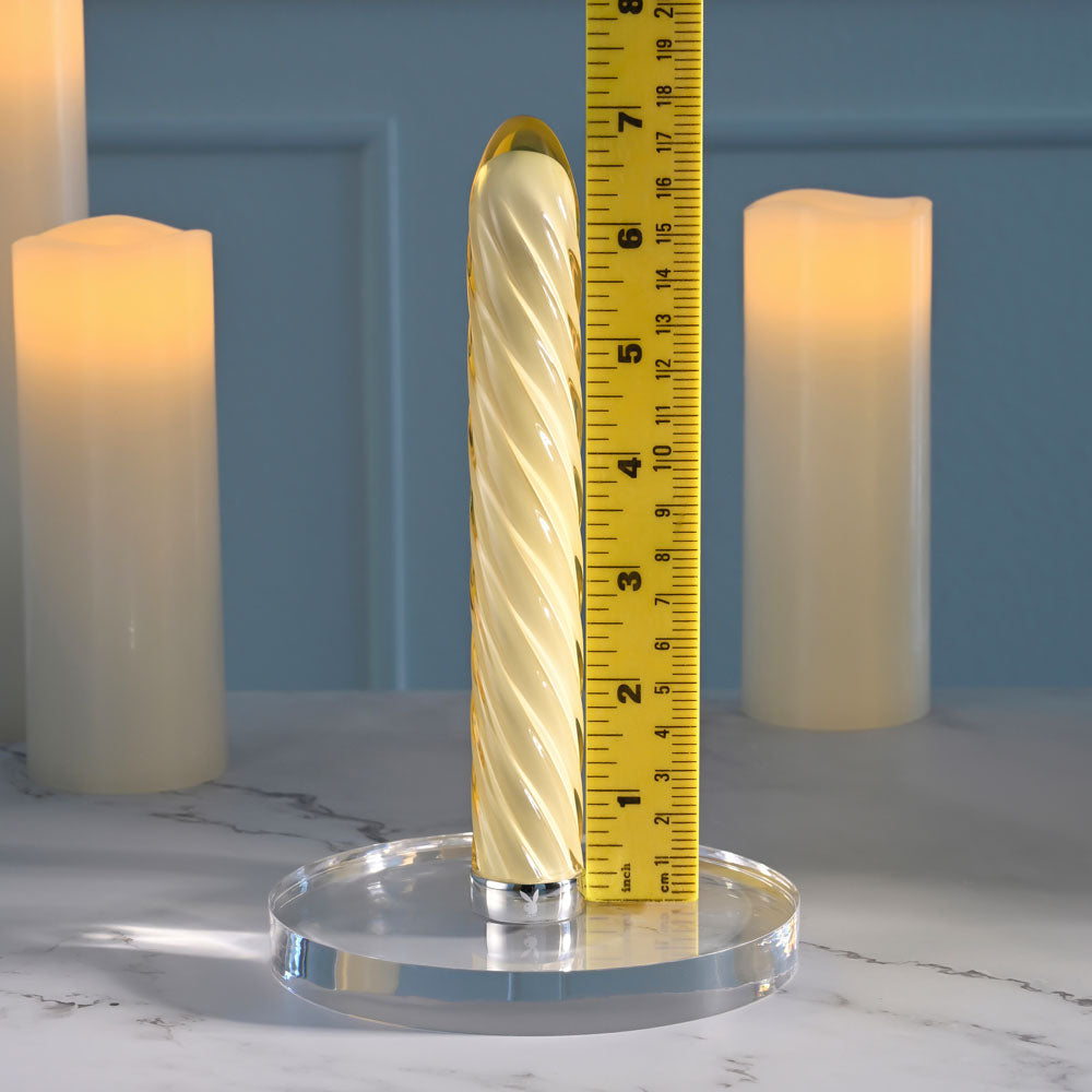 Playboy Pleasure TWIST OF FATE - Yellow Glass 17.5 cm USB Rechargeable Vibrator — view 8