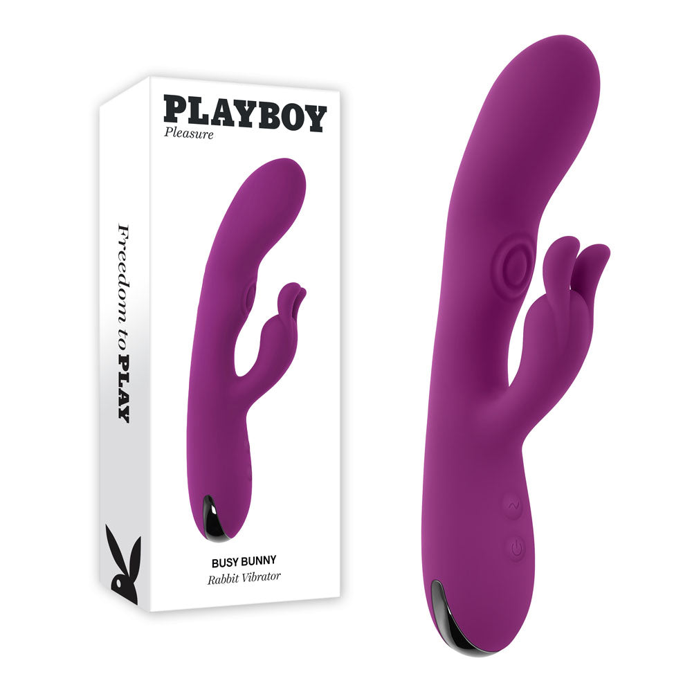 Playboy Pleasure BUSY BUNNY - Purple 22.6 cm Rabbit Vibrator with Tapping Shaft buy online Australia