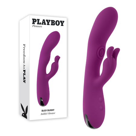 Playboy Pleasure BUSY BUNNY - Purple 22.6 cm Rabbit Vibrator with Tapping Shaft buy online Australia