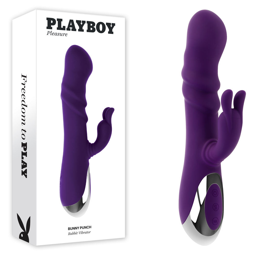 Playboy Pleasure BUNNY PUNCH - Purple 24.4 cm Twirling Rabbit Vibrator buy online Australia