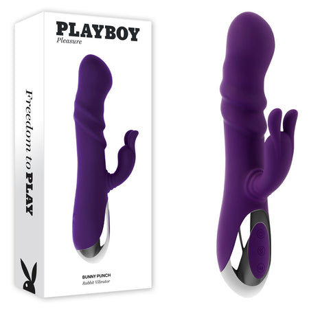 Playboy Pleasure BUNNY PUNCH - Purple 24.4 cm Twirling Rabbit Vibrator buy online Australia