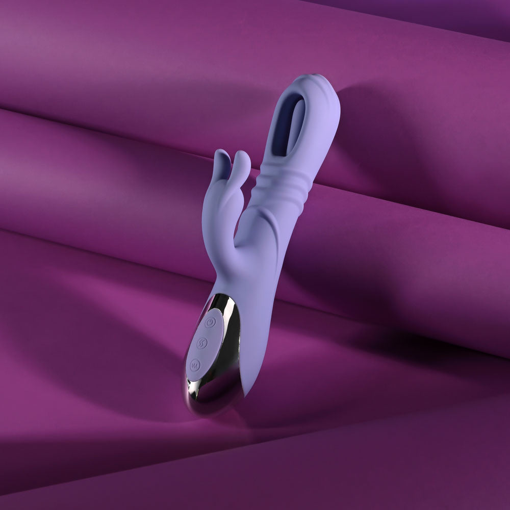Playboy Pleasure TAP ME IN - Purple 24.2 cm USB Rechargeable Rabbit Vibrator with Tapping Shaft — view 4