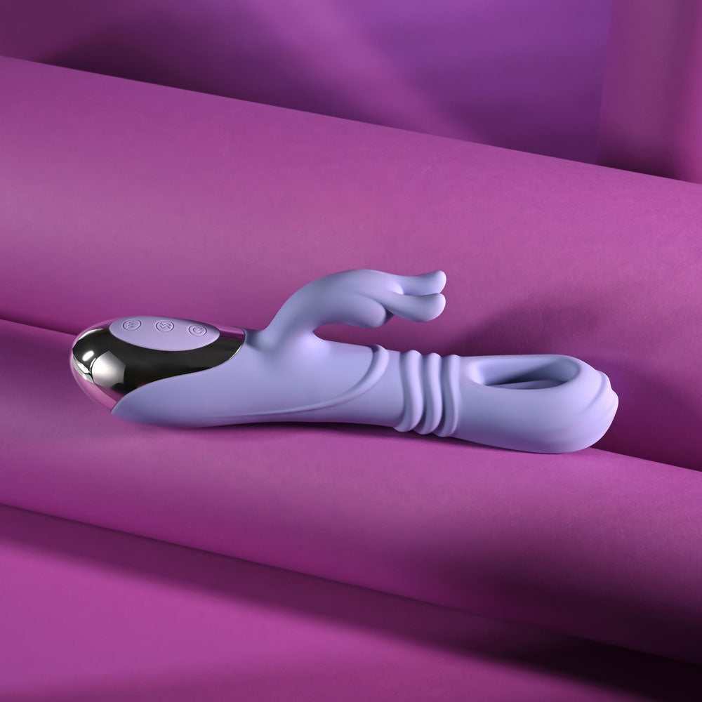 Playboy Pleasure TAP ME IN - Purple 24.2 cm USB Rechargeable Rabbit Vibrator with Tapping Shaft — view 5